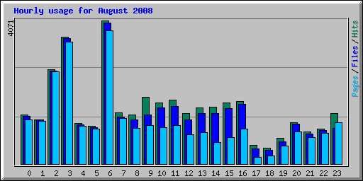 Hourly usage for August 2008